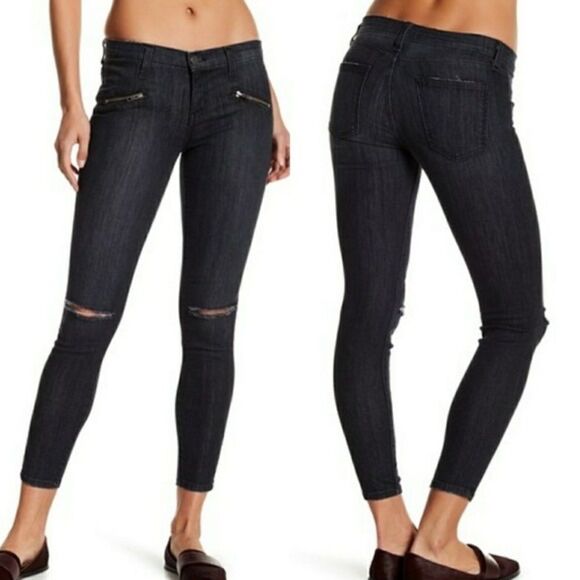 Current/Elliott Soho Stiletto Skinny Zipper Jeans in Caliber Destroy 26 - Picture 1 of 7